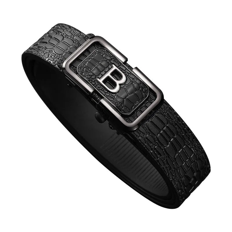 Men's Belt B-Type Belt Toothless Inner Wear Automatic Buckle Belt PU Men's Style Simple Business
