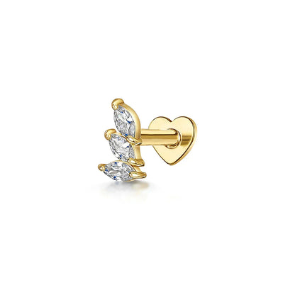 1PC 925 Sterling Silver Crown Horse Eye Zircon Heart Flat Head Cartilage Piercing Stud Earring For Women Claasic Earring