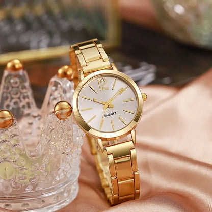 Fashion quartz watch for women's luxury watch, simple circular dial, stainless steel women's watch