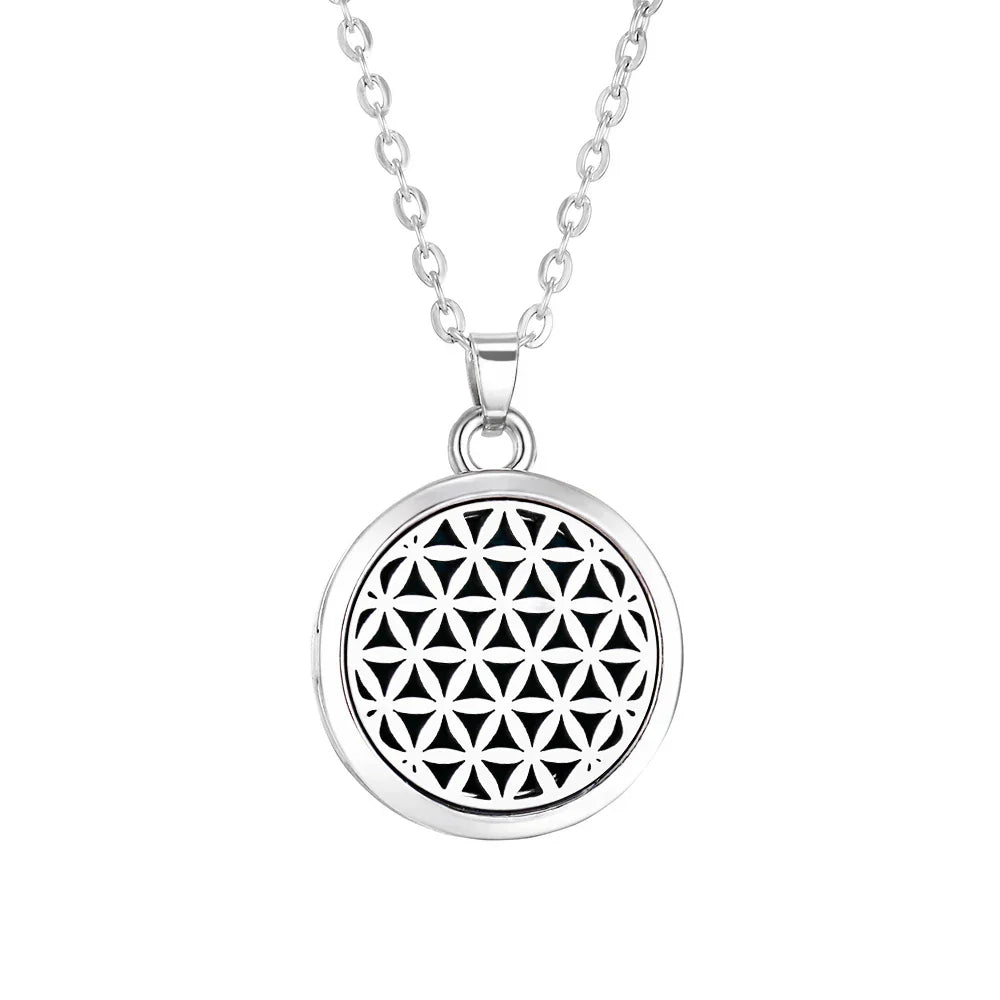 Tree of Life Aromatherapy Necklace Perfume Essential Oil Diffuser Alloy Stainless Steel  Locket Pendant Aroma Diffuser Necklace