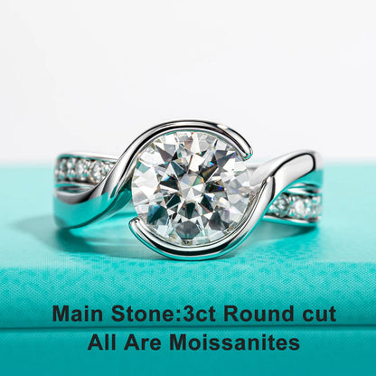 3ct D Color Moissanites Engagement Rings 18K Gold Plated With Cer Wedding Band Ring For Women Gifts Jewelry Wholesale