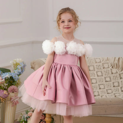 Vestido de Princesa de Aniversário Infantil de Verão UNITIM Vestido de Dama de Honra de Menina Pequena Roupa de Anfitriã de Piano Vestido de Casamento de Dama de Honra para Crianças Vestido de Meninas