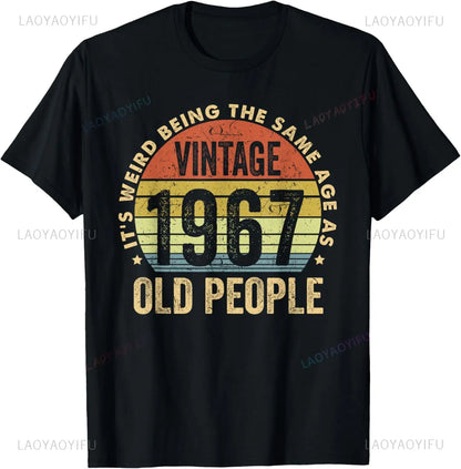 Vintage 1967 58 Years Old Men Women 58th Birthday Gifts T-Shirt Casua Personalized Clothing Graphic T Shirts Ropa Hombre