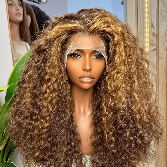 30 Inch Curly Highlight Ombre Lace Front Wig Human Hair Wigs Colored Deep Wave 13X6 Hd Lace Frontal Wig Pre Plucked 250 Density