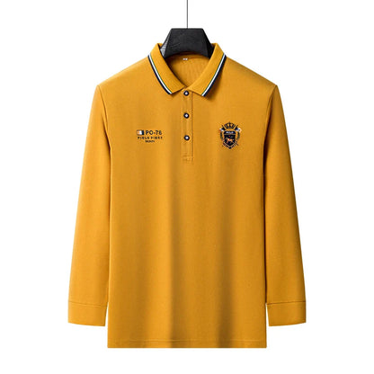 Designer Quality Men's Polo Shirt Lapel Long Sleeve T-Shirt Autumn New Badge Horse Embroid Fashion Business Casual Menswear Top