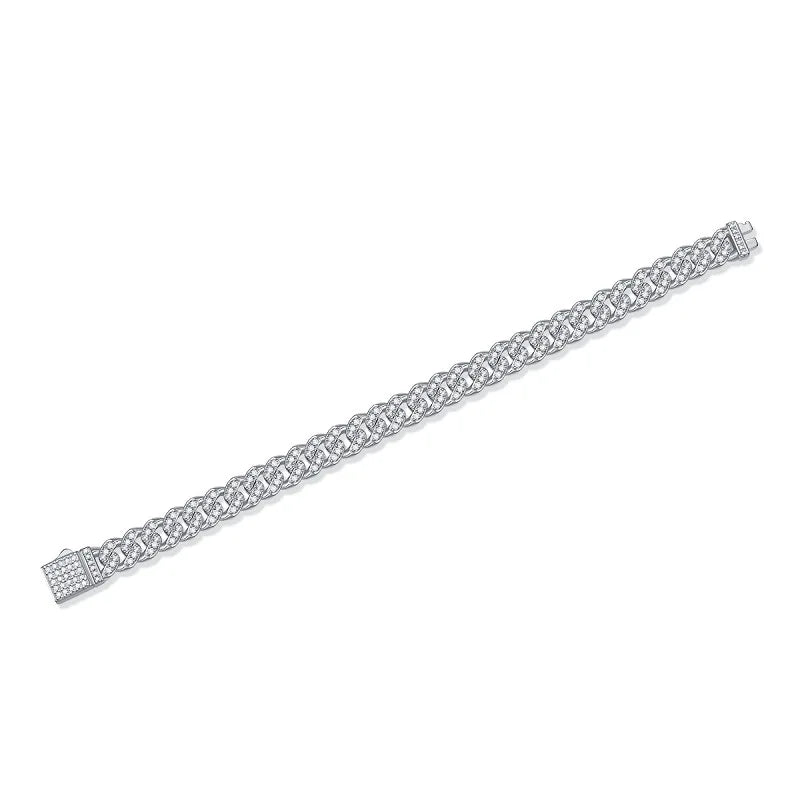 Sparkling Real Full Moissanite Cuban Chain Bracelet for Men Women 8mm S925 Sterling Silver Hip Hop Diamond Link Bracelets