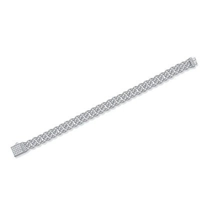 Sparkling Real Full Moissanite Cuban Chain Bracelet for Men Women 8mm S925 Sterling Silver Hip Hop Diamond Link Bracelets