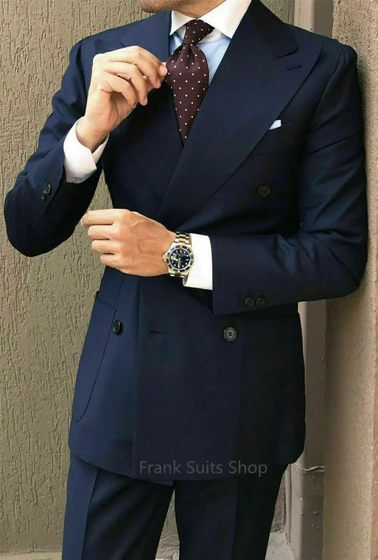 2 Piece Men's Wedding Suit Fashion Male Slim Business Office Suit Men Blazer Pants Male Tuxedos For Groom Wedding Costume Homme