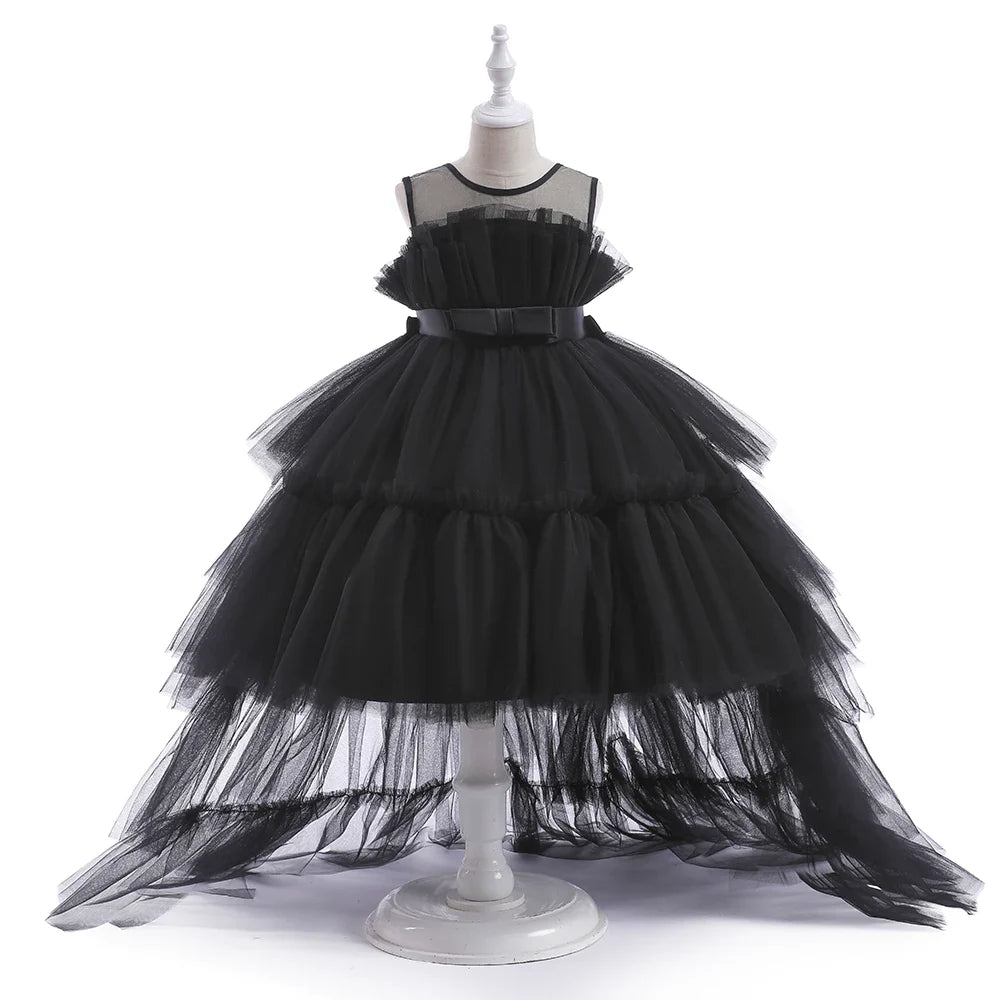 Elegant Tulle Bridesmaids Party Girls Dresses Summer Baptism Birthday Wedding Prom Princess Dress for Girl Christmas Kids Clohes