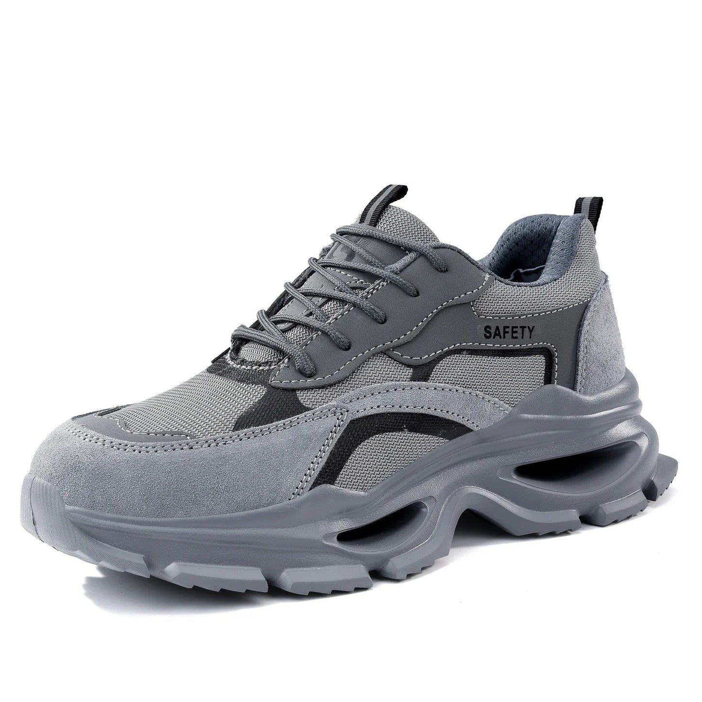 Men's Lightweight Safety Shoes Steel Toe Breathable Anti-Smashing Comfortable Puncture Resistant Work Footwear