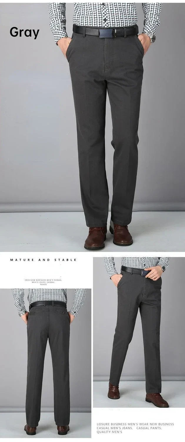 Men's Summer Thin Casual Suit Pants Autumn Thick 100% Cotton Stretch Classic Business Fashion Trousers Male Brand Clothes GOZBKF