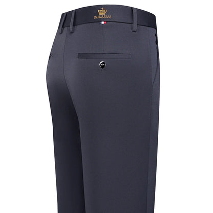 Men's Black Slim Fit Formal Pants Business Straight Leg Trousers Solid Color Office Work Dress Pants Single Piece