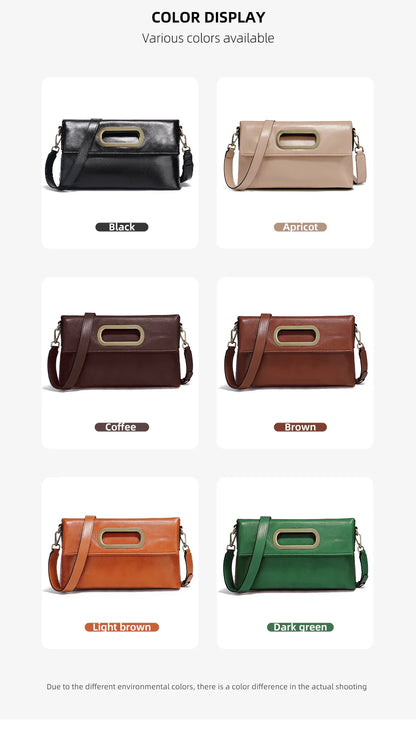 Genuine Leather Vintage Designer Handbag For Women Large Capacity Shoulder Bag New Brown Crossbody Bag Tote Bag Purse 2024
