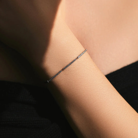 White Gold Plated Bracelet For Women 925 Sterling Silver Rectangle Pave Setting Bracelet Dainty Fashion Basic Jewelry