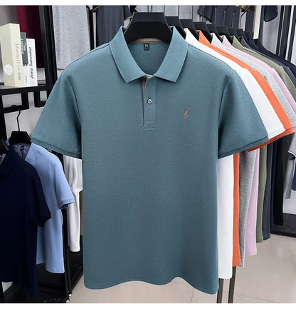 100% pure cotton high-end brand men's short sleeve polo shirt comfort lightweight summer casual T-shirt youthful fashionable top