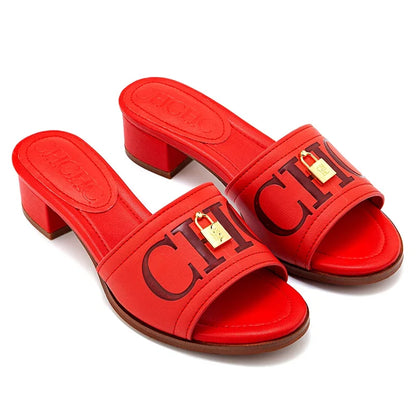Fashion Monogram Print Elegant Design Women's Low Heeled Slippers Solid Color High Quality Metal Lock Simple Single Shoes
