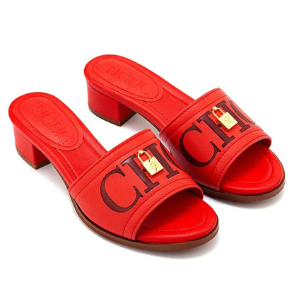 Fashion Monogram Print Elegant Design Women's Low Heeled Slippers Solid Color High Quality Metal Lock Simple Single Shoes