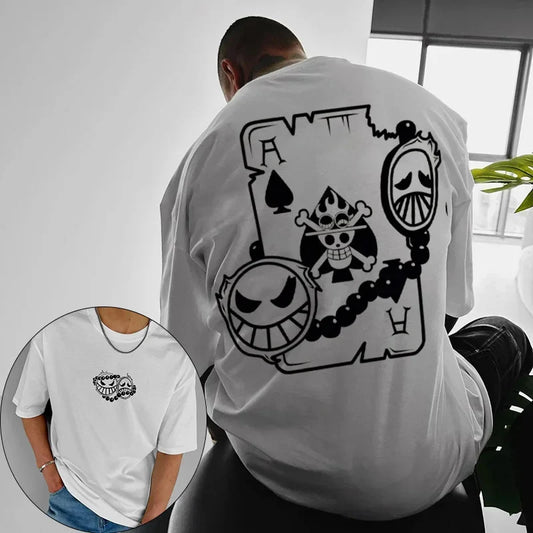 ONE PIECE Men's T-Shirt Ace Japan Anime Summer Loose Casual Pure Cotton Y2k Harajuku Boy Children's Parent-Child Short Sleeve