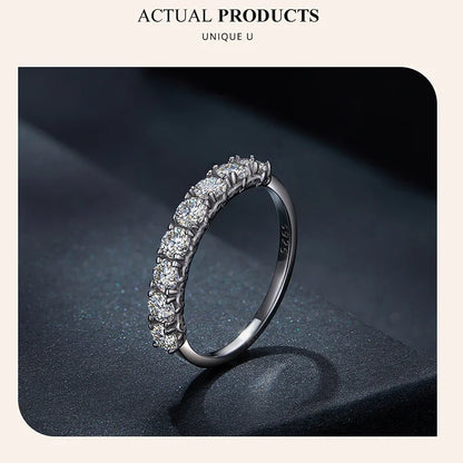 Moissanite Ring Lace Band 925 Sterling Silver Half Eternity Stackable Ring D Color for Women Engagement Retro Gift