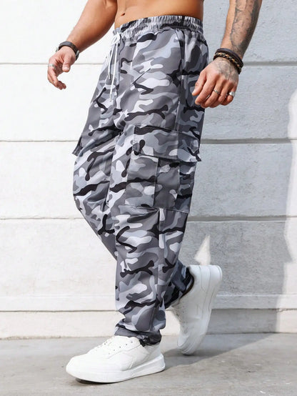 plus Size Men's Camouflage Casual Work Pants Suitable for Outdoor Streetwear Trend Long Trousers