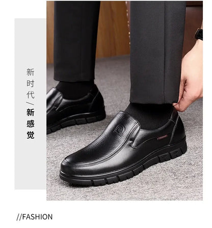 Men Genuine Leather Businenss Loafers Handmade Shoes Non-slip Man Flat Driving Walking Man Soft Luxury Dad Dress Office Shoes