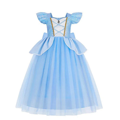 Cinderella Princess Ball Gown Fancy Birthday Rapunzel Belle Vestidos Party Dress Girls Costume Carnival Elegant Clothes