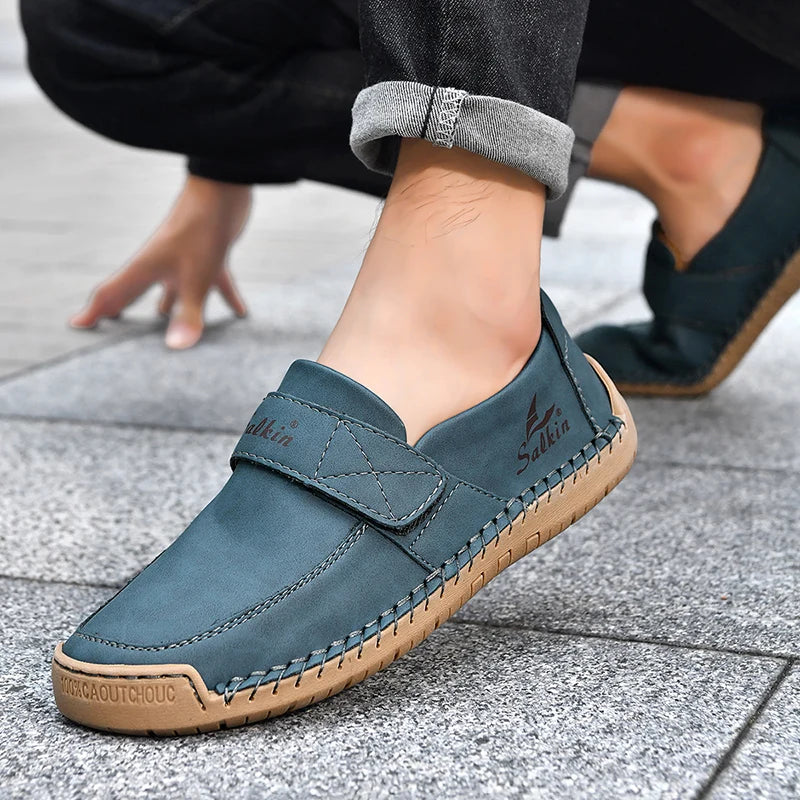 Men's Slip On Loafers Soft Leather Preppy Lightweight Breathable Driving Shoes Non Slip Daily Fashion Casual Outdoor Sneakers