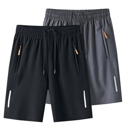 Summer Men'S Ultra-Thin Ice Silk Beach Casual Shorts Jogging Sport Quick Dry Male Zipper Loose Gym Sports Short Pants Sweatpant