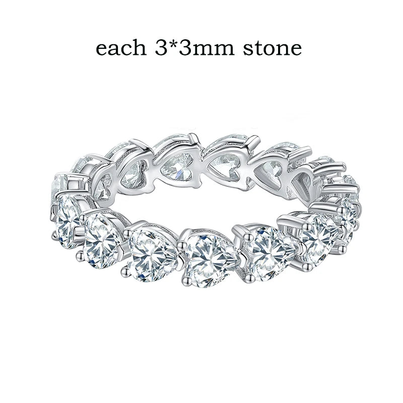 3/4mm Heart Cut D Color Moissanite Rings Full Diamond Luxury Bridal Promise Band for Women Original S925 Silver Jewelry