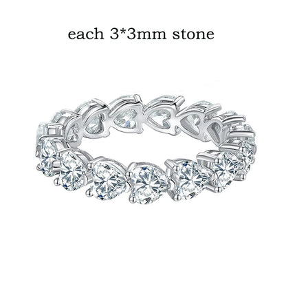 3/4mm Heart Cut D Color Moissanite Rings Full Diamond Luxury Bridal Promise Band for Women Original S925 Silver Jewelry