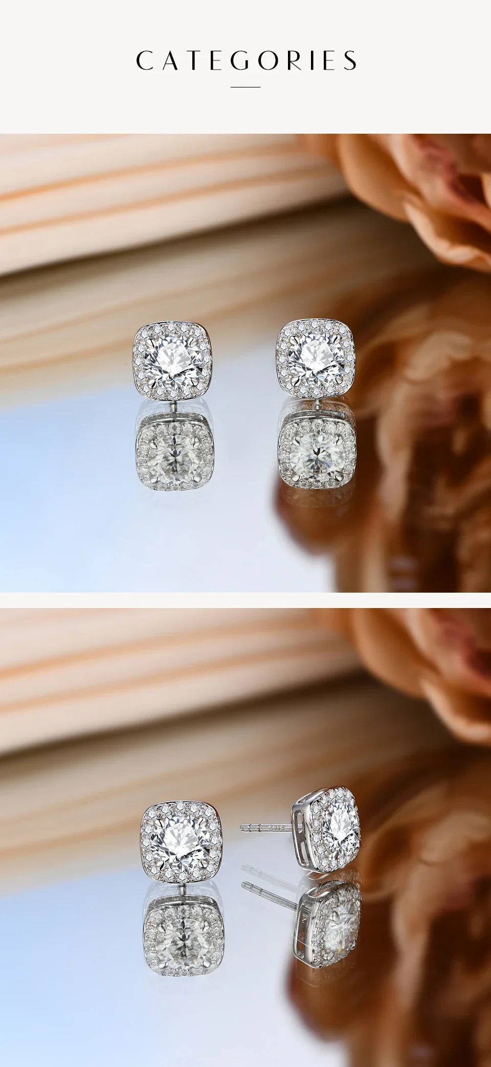 Luxurly 1.0ct Moissanite Earrings Diamond 925 Sterling Silver Gold Plated Moissanite Fine Jewelry Certificate Wholesale