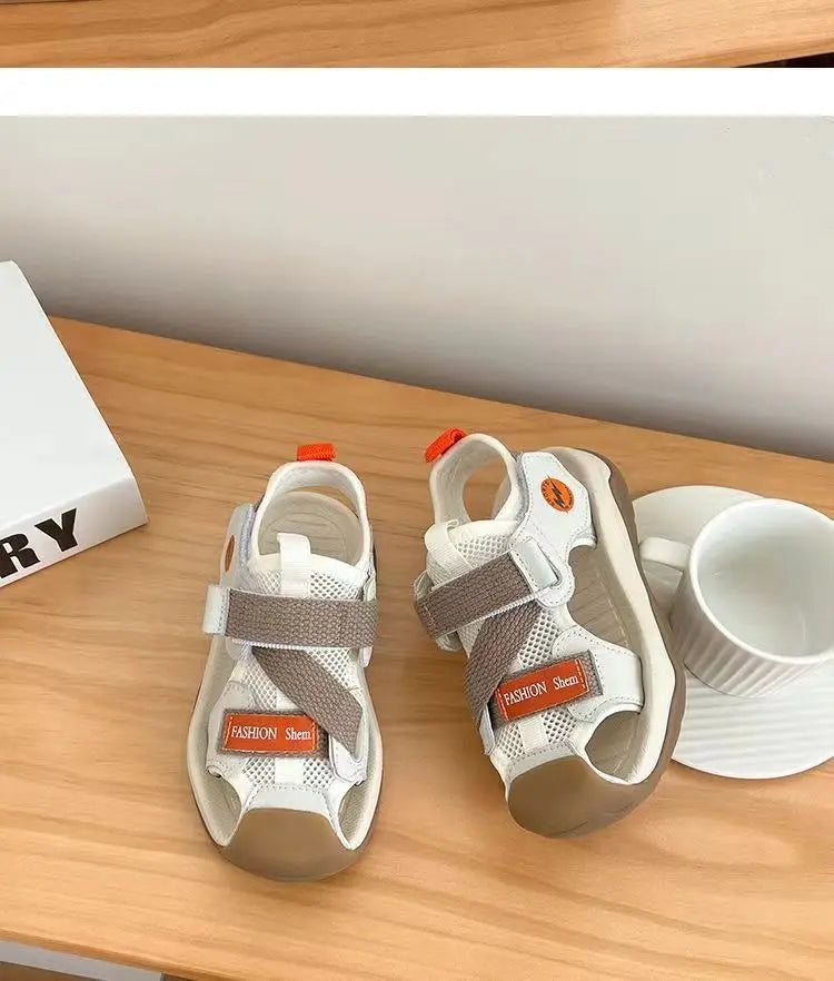 Boys' Sandals Children's Toddler Shoes 1-12 Years Beige Children's Beach Sandals Black Versatile Casual Kids' Sports Sandals