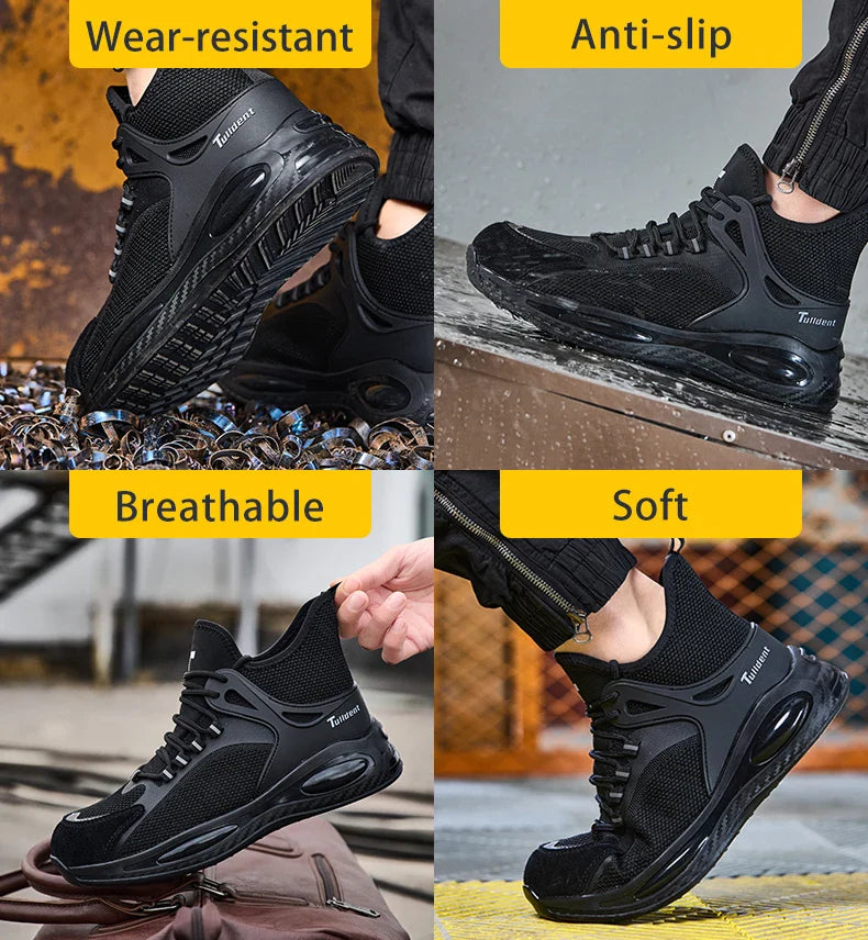 Men's protective shoes, breathable, lightweight, and safe shoes, anti-smashing and anti-puncture work shoes, steel-toe shoes