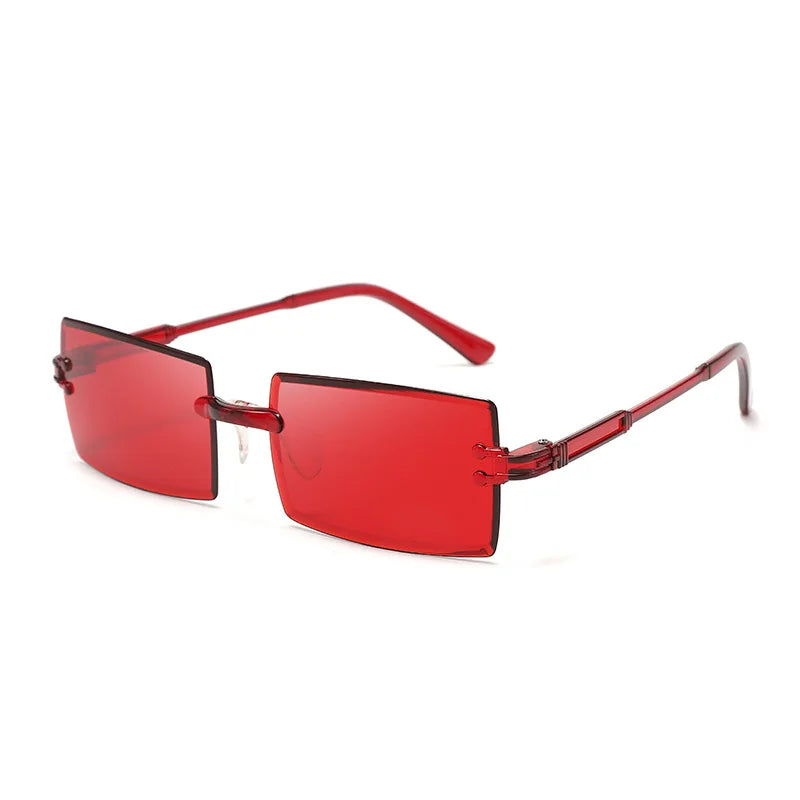 20 Pcs Per Set Rimless Rectangle Sunglasses Fashion Gradient Ocean Lenses Shades Ins Trendy Beach Vacation Sun Glasses