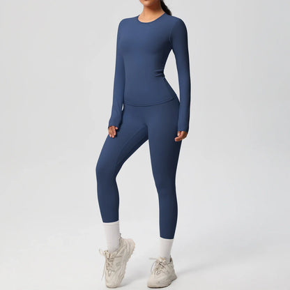 2 PCS Sportswear Yoga Set Gym Clothes Yoga Suits For Women Fitness Set Tracksuits Sports Long Sleeve Crop Top Gym Leggings