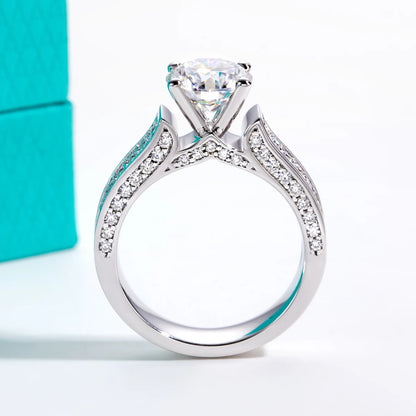 2ct Moissanite Engagement Ring for Women 925 Sterling Silver 18k Gold Plated D Color Luxurious Wedding Band Ring