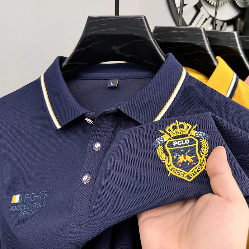 Designer Quality Men's Polo Shirt Lapel Long Sleeve T-Shirt Autumn New Badge Horse Embroid Fashion Business Casual Menswear Top