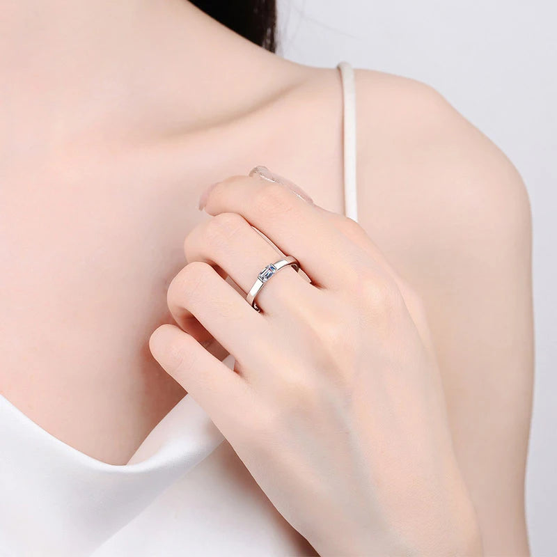0.5ct 4x6mm Emerald Cut Moissanite Engagement Ring Women Bridal Proposal Rings S925 Sterling Silver Bands Wedding Band