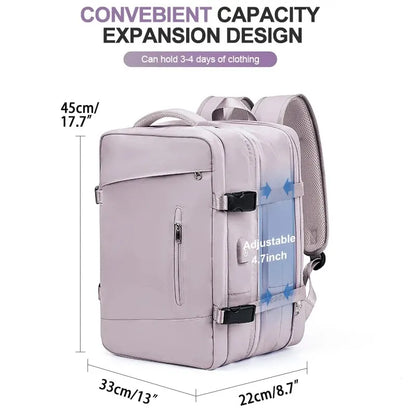 Travel Backpack for Women Expandable Weekender Hiking Laptop Backpack with USB Port Large Waterproof 40L Men's Backpack