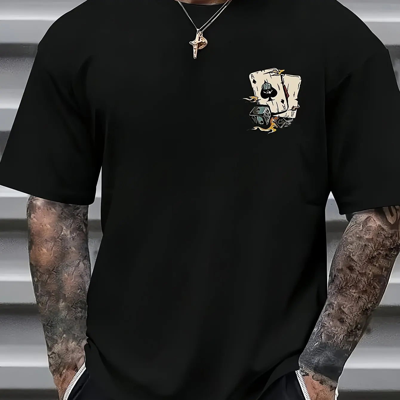 Men's summer 100% cotton printed pattern stylish casual loose comfortable round-neck T-shirt