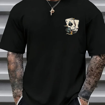 Men's summer 100% cotton printed pattern stylish casual loose comfortable round-neck T-shirt