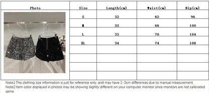 New Autumn Black Velvet Shorts Women Sequined Shiny Versatile Short Pants Clubwear Shorts Hot Pants High Street