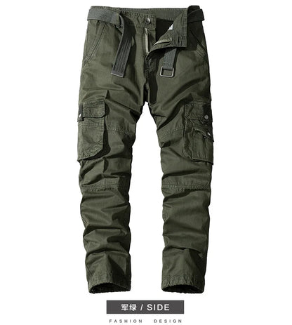 Four-season Pure Cotton Casual Pants Men's Work Pants Multi-pocket Straight Trousers