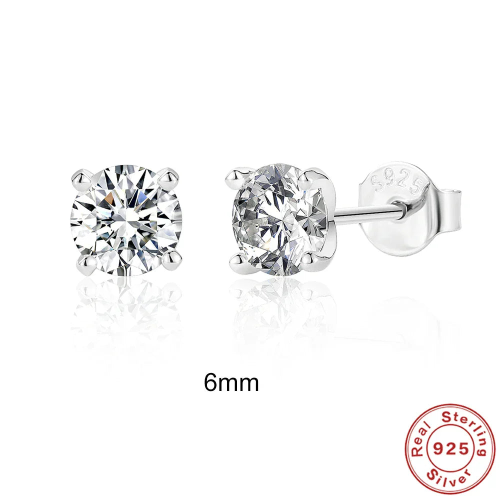 0.5-1.2 Carat D Color Moissanite Ear Stud Earrings For Women 925 Sterling Silver Sparkling Piercing Earring Fine Jewelry