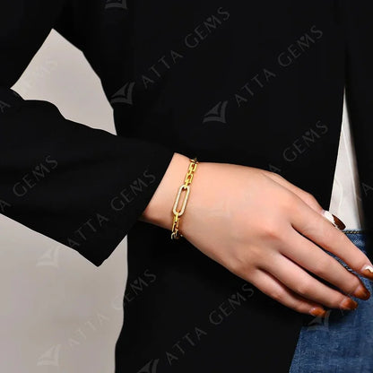 S925 Sterling Silver Moissanite Bracelet Yellow Gold Plated Bracelets for Women Adjustable 16+5cm High Quality Jewelry