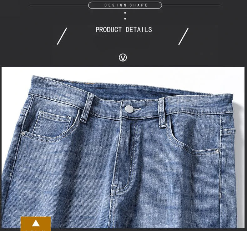 Calça Jeans Masculina Coreana Macia Elástica Slim Fit Negócios Casual Reta Jeans Clássica Marca Azul Lavado Cinza
