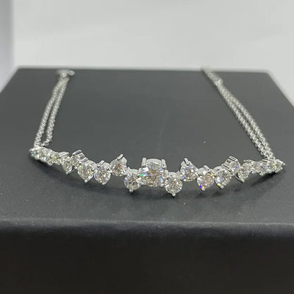 Moissanite Bracelet With Certificate 925 Sterling Silver Adjustable Double Chain Bracelets for Women Wedding Jewelry Gift