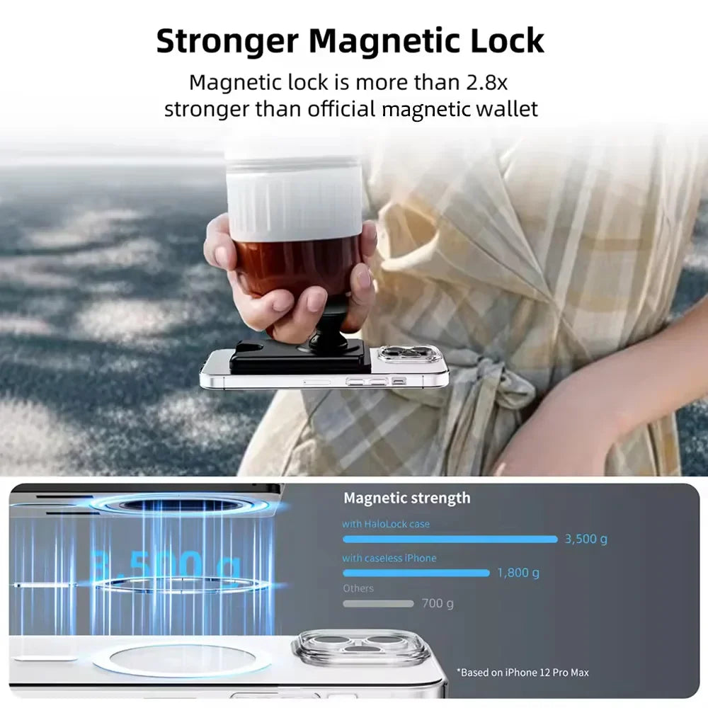 Universal Magnetic Wallet With Expanding Phone Grip,Phone Card Holder Solid SocketWallet For IPhone Samsung Wallets