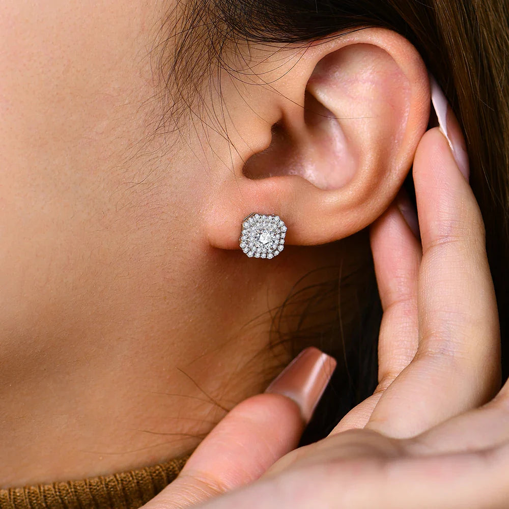 Luxurly D VVS1 Color Moissanite Stud Earrings For Women Top Quality 100% 925 Sterling Silver Sparkling Wedding Jewelry