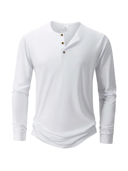 Men's T Shirt Autumn Button Long Sleeve Henley Neck T-Shirt Solid Color Casual Breathable Versatile Tops Fashion Slim T-Shirts